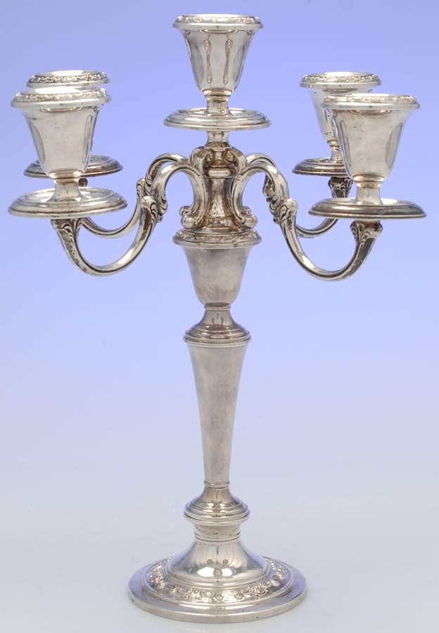 Strasbourg (Sterling, Hollowware, Older) Weighted 5 Light Candelabra by Gorham Silver-1