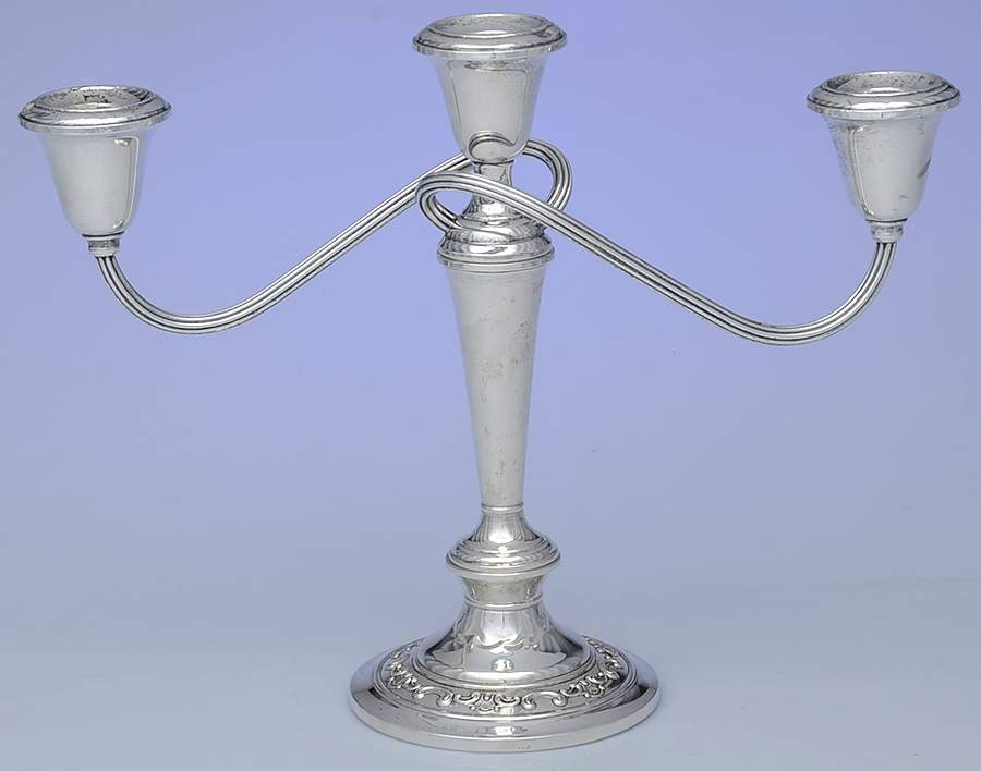 Strasbourg (Sterling, Hollowware, Older) 3 Light Weighted Candelabra by Gorham Silver-1