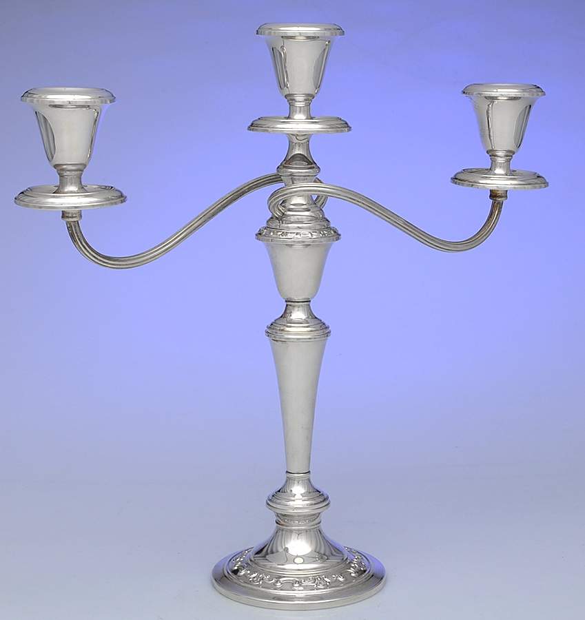 Strasbourg (Sterling, Hollowware, Older) 14" 3 Light Weighted Candelabra by Gorham Silver-1
