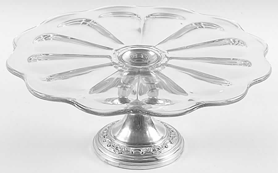 Strasbourg (Sterling, Hollowware, Older) Glass Cake Plate with Sterling  Base by Gorham Silver-1