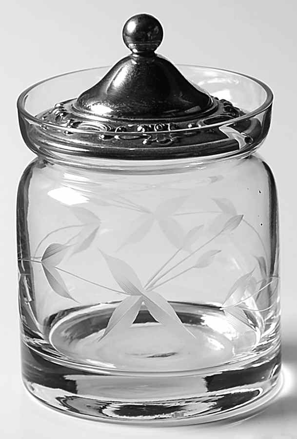 Strasbourg (Sterling, Hollowware, Older) Crystal Jam Jar & Silver Lid by Gorham Silver-1