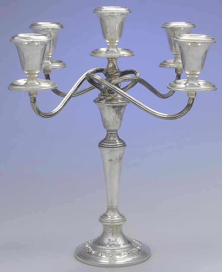 Strasbourg (Sterling, Hollowware, Older) Weighted 5 Light Candelabra by Gorham Silver-1