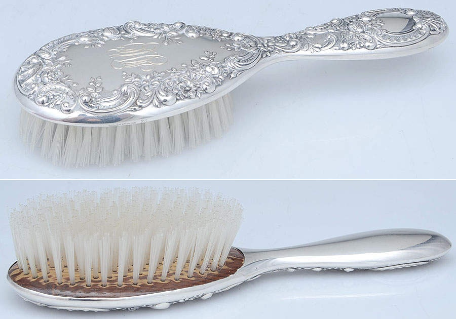 Dresden Rose (Sterling, Hollowware) Hair Brush by Gorham Silver-1