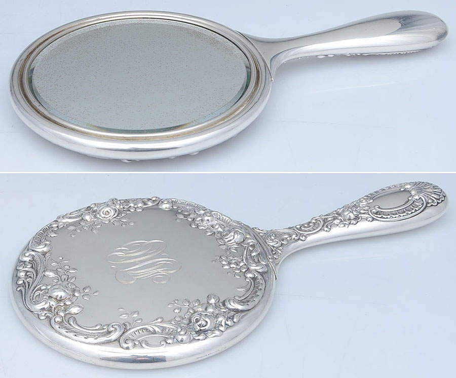 Dresden Rose (Sterling, Hollowware) Mirror with Handle by Gorham Silver-1