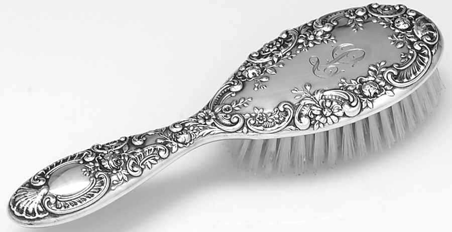 Dresden Rose (Sterling, Hollowware) Hair Brush by Gorham Silver-1
