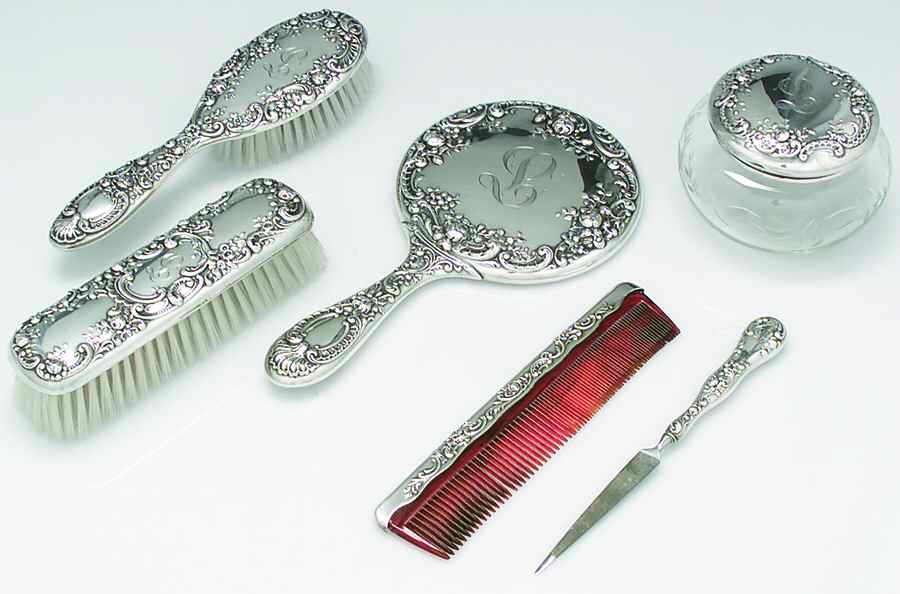 Dresden Rose (Sterling, Hollowware) 6 Piece Vanity Set by Gorham Silver-1