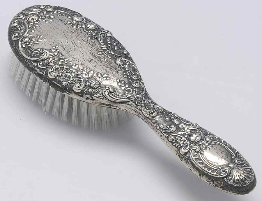 Dresden Rose (Sterling, Hollowware) Hair Brush by Gorham Silver-1
