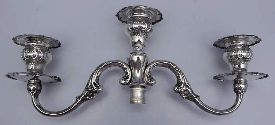 Louis XV (Sterling, Hollowware, Newer, Scroll Edge) 3-Light Sterling Candelabra Branch by Gorham Silver-1