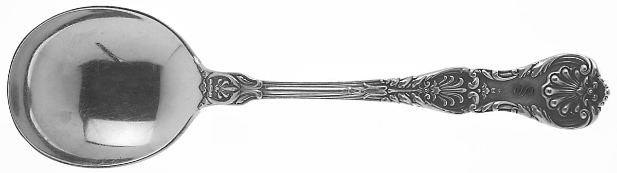 King George (Sterling, 1894, Monograms) Round Bowl Soup Spoon (Gumbo) by Gorham Silver-1