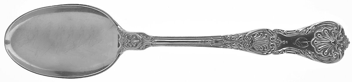 King George (Sterling, 1894, Monograms) Dessert/Oval Soup Spoon by Gorham Silver-1