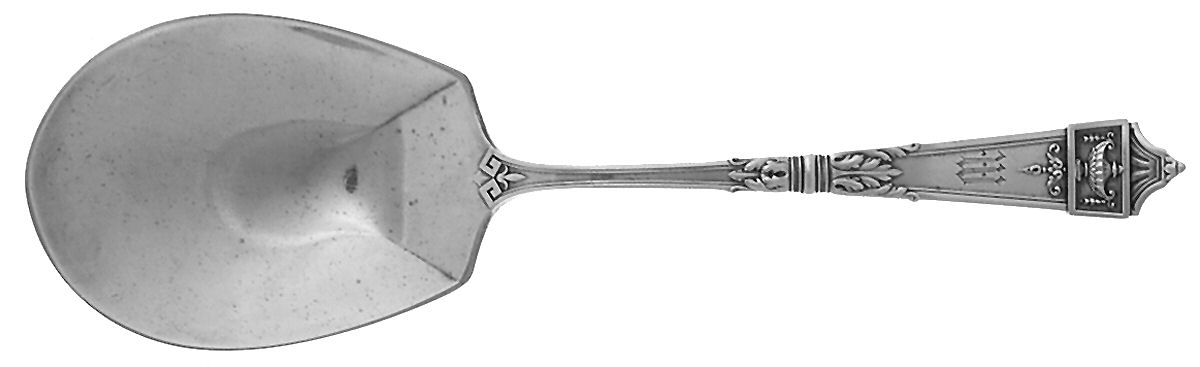 Lansdowne (Sterling, 1917, Monograms) Small Solid Salad Servivng Spoon by Gorham Silver-1