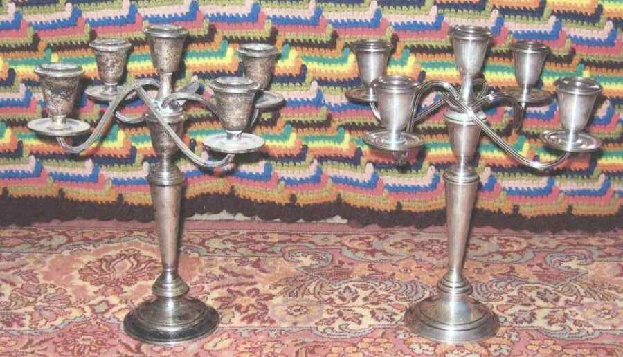 Newport Sterling Hollowware Pair of Weighted 5 Light Candelabra by Gorham Silver-1