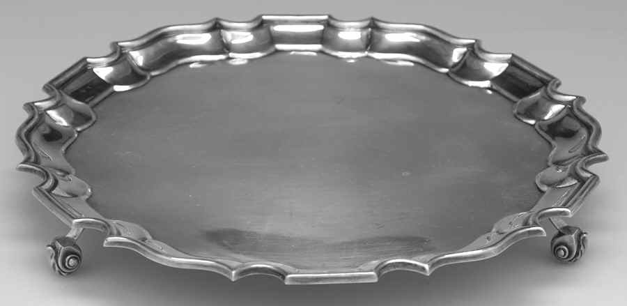 Sterling Hollowware 10" Round Sterling Tray by Graff Washbourn & Dunn-1