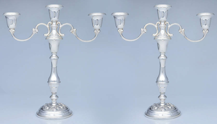 Buttercup (Sterling, Hollowware) Pair of Weighted 3 Light Candelabra by Gorham Silver-1
