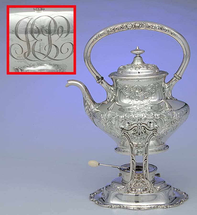 Buttercup (Sterling, Hollowware) kettle, Stand and Burner by Gorham Silver-1