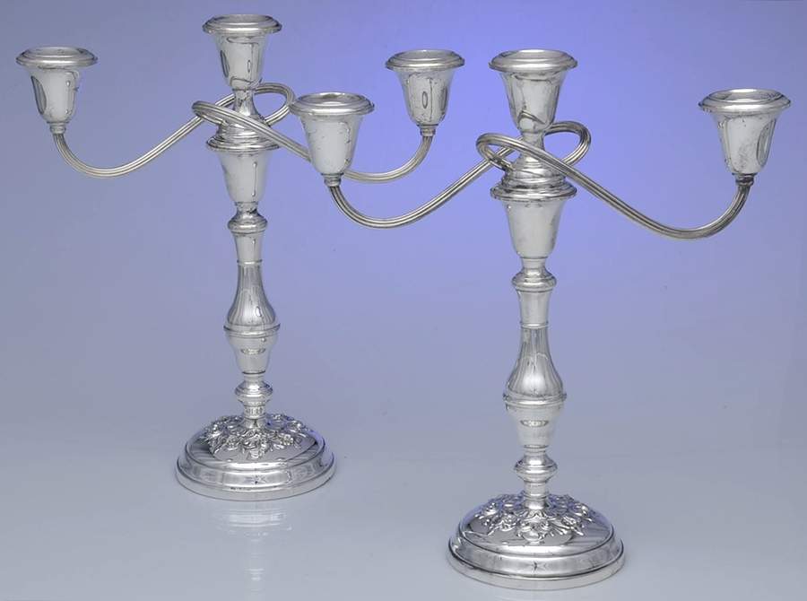 Buttercup (Sterling, Hollowware) Pair of Weighted 3 Light Candelabra by Gorham Silver-1