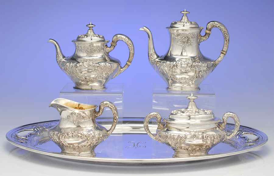 Buttercup (Sterling, Hollowware) 5 Piece Tea Set (SCP, STP, SCR, SSU, WTL) by Gorham Silver-1