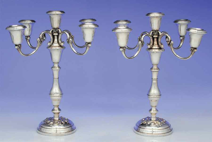 Buttercup (Sterling, Hollowware) Pair of Weighted 5 Light Candelabra by Gorham Silver-1