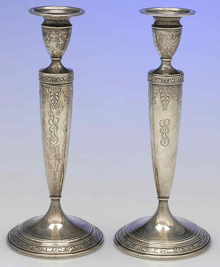 Cinderella (Sterling, Hollowware) Pair of 10" Candlesticks by Gorham Silver-1