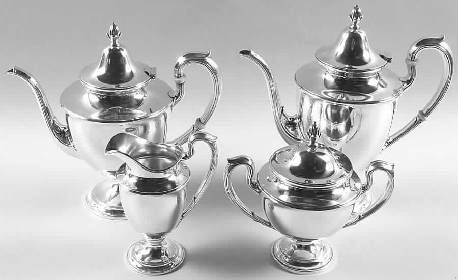 Dolly Madison (Sterling, Hollowware) 4 Piece Tea Set (SCP, STP, SCR, SSU) by Gorham Silver-1