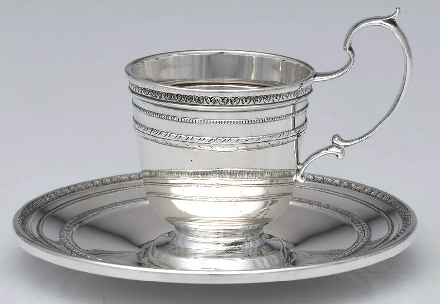 Edgeworth (Sterling, Hollowware) Sterling Demitasse Cup and Saucer by Gorham Silver-1