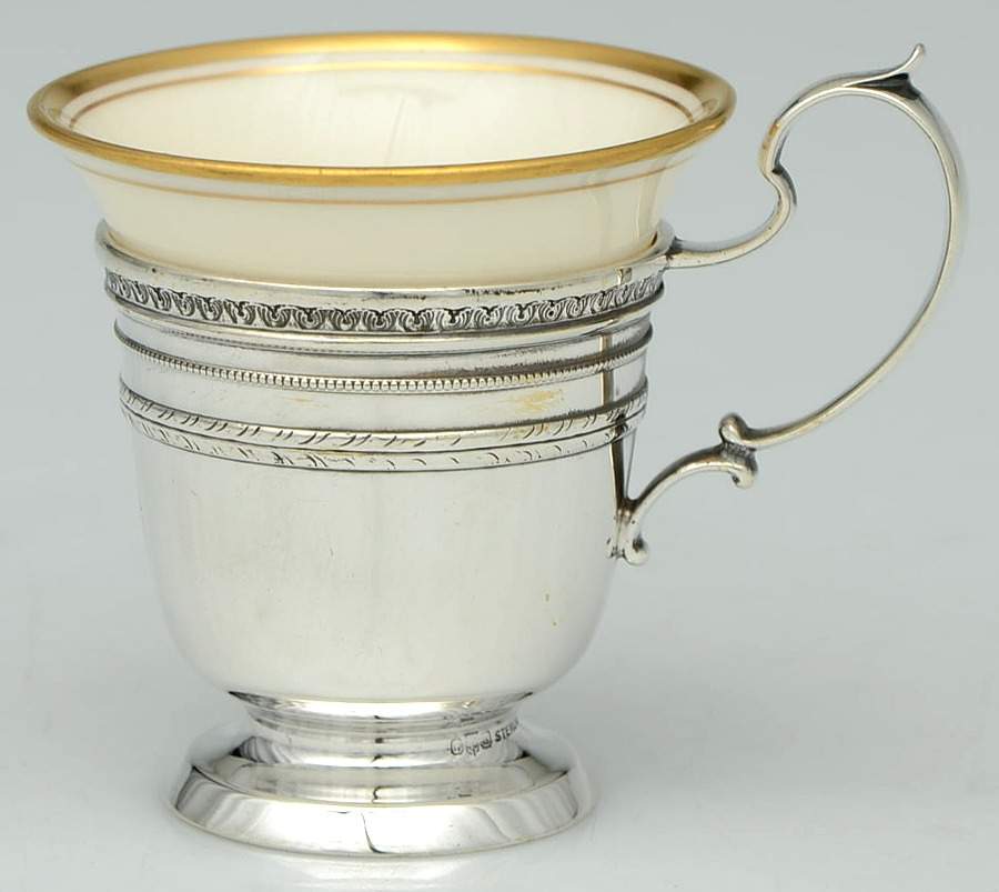 Edgeworth (Sterling, Hollowware) Demitasse Cup & Lenox Liner by Gorham Silver-1