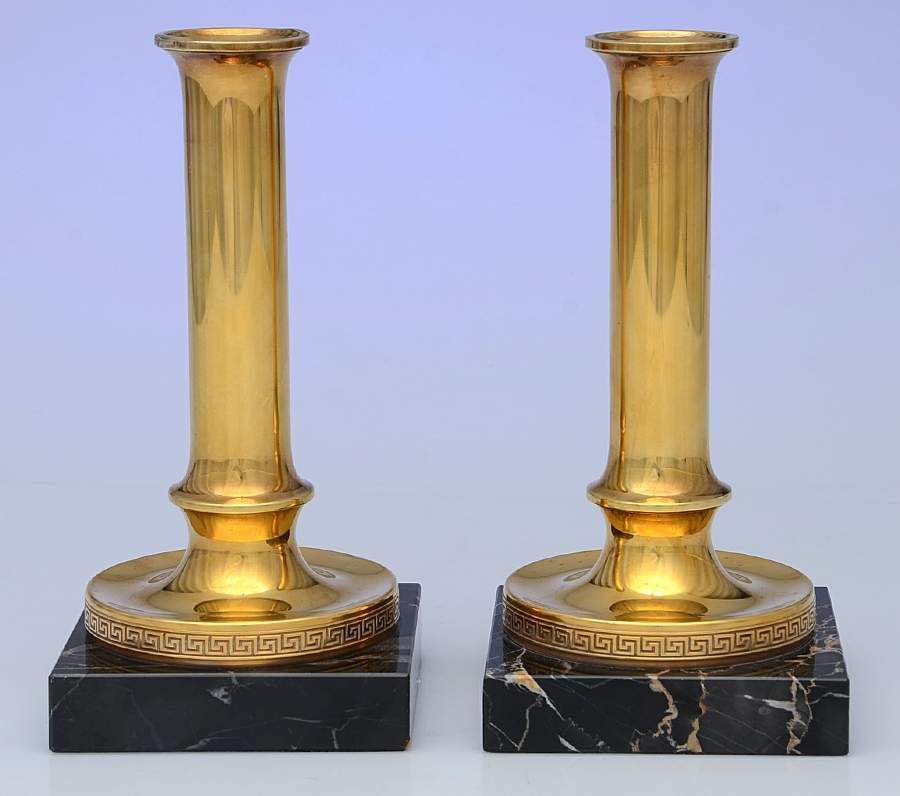 Etruscan (Sterling, Hollowware) Pair of Candlesticks with Marble Base by Gorham Silver-1