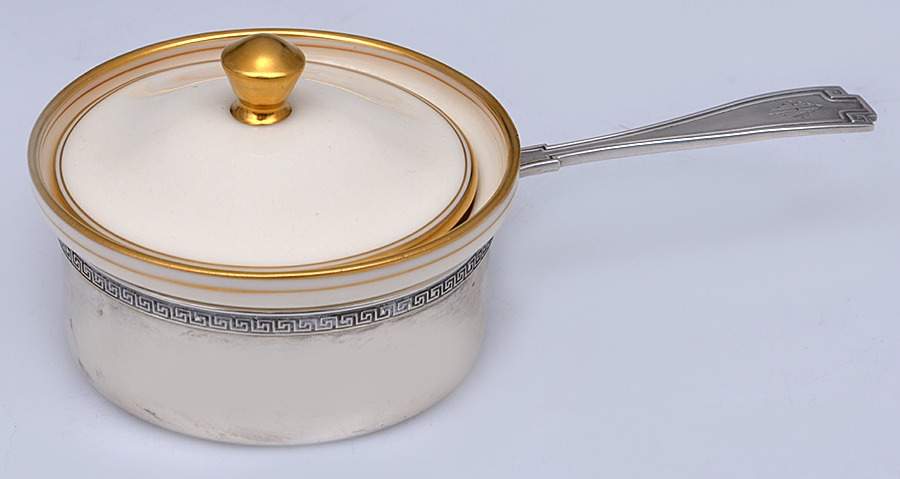Etruscan (Sterling, Hollowware) Ramekin & Lid with Lenox Liner by Gorham Silver-1