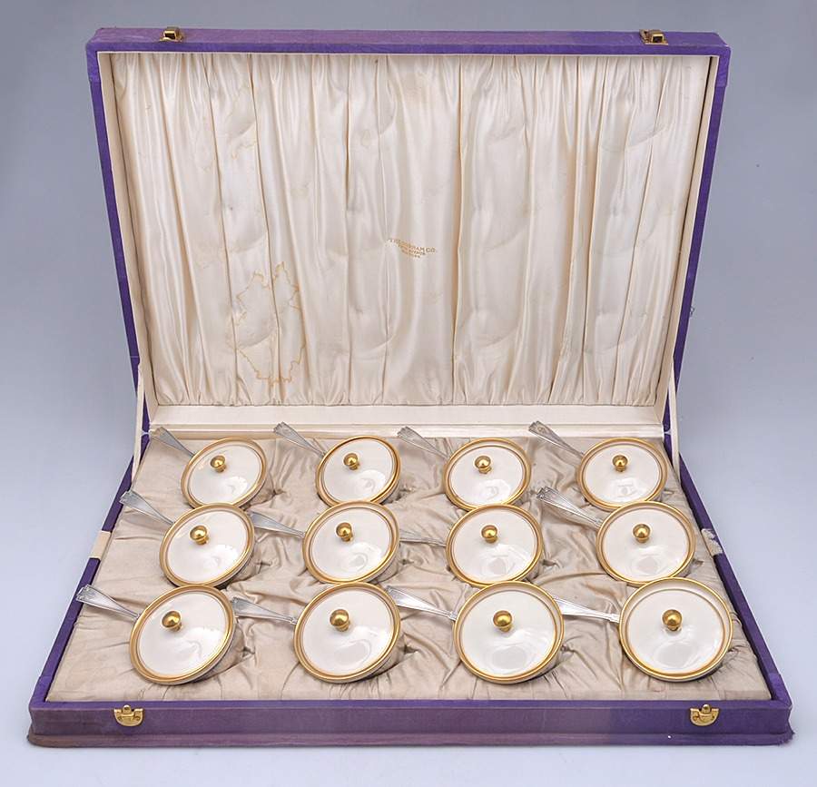 Etruscan (Sterling, Hollowware) (Set of 12) Ramekins&Lids w/Lenox Liners&Case by Gorham Silver-1