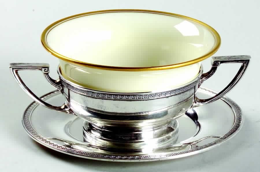 Etruscan (Sterling, Hollowware) Bouillon Cup with Liner & Underplate by Gorham Silver-1