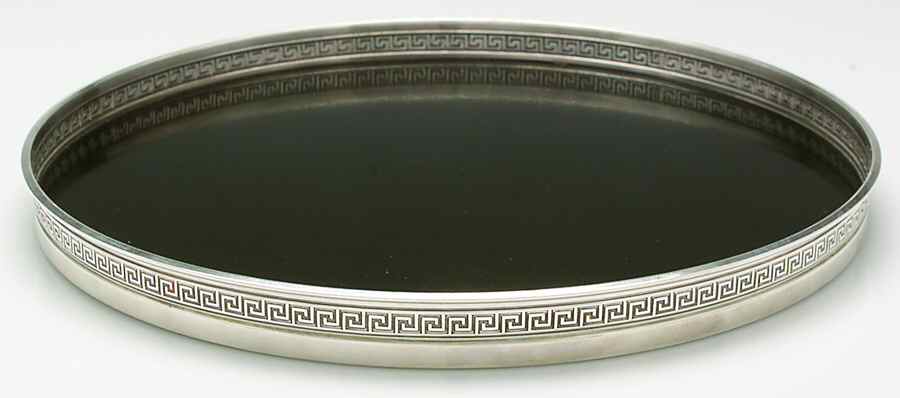 Etruscan (Sterling, Hollowware) 12" Round Lucite Tray with Sterling Band by Gorham Silver-1