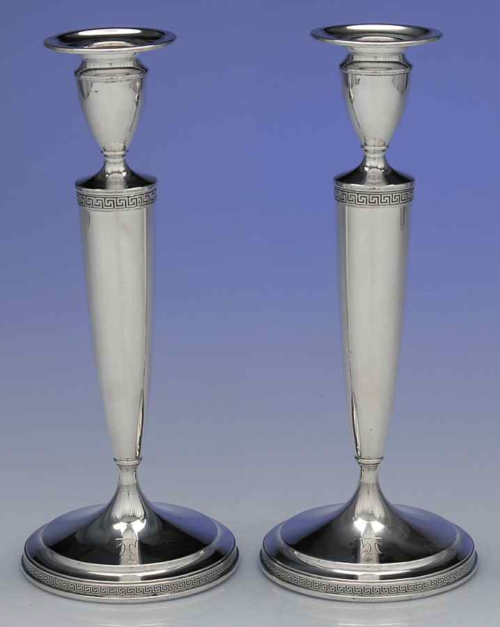 Etruscan (Sterling, Hollowware) Pair of Weighted Candlesticks by Gorham Silver-1
