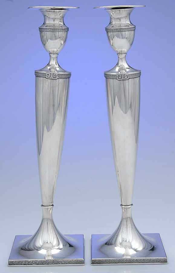 Etruscan (Sterling, Hollowware) Pair of 16" Weighted Candlesticks by Gorham Silver-1