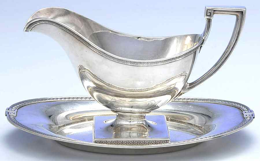 Etruscan (Sterling, Hollowware) Sterling Gravy Boat & Underplate by Gorham Silver-1