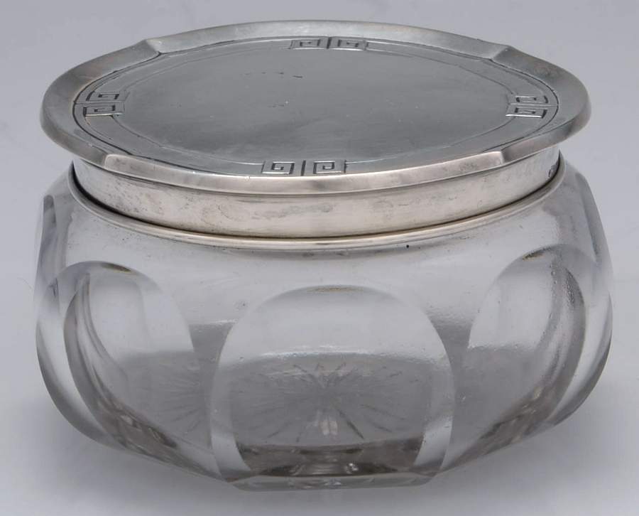 Etruscan (Sterling, Hollowware) Powder Jar, Crystal Bowl and Sterling Lid by Gorham Silver-1