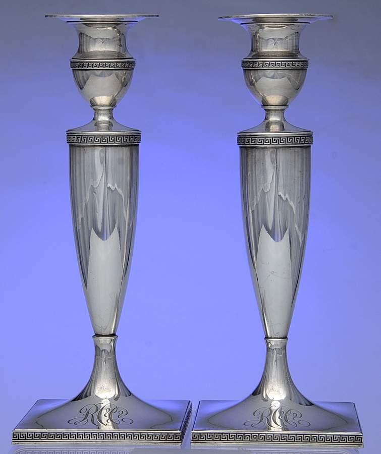 Etruscan (Sterling, Hollowware) Pair of Weighted Candlesticks by Gorham Silver-1