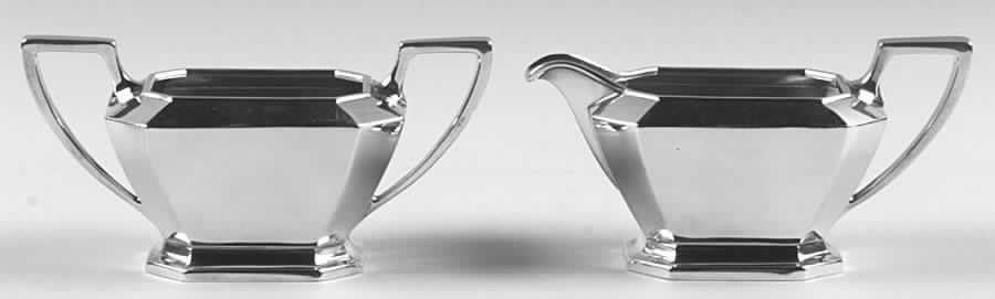 Fairfax (Sterling, Hollowware) Mini Sterling Creamer and Open Sugar by Gorham Silver-1