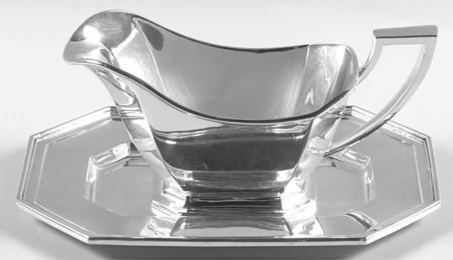 Fairfax (Sterling, Hollowware) Sterling Gravy Boat & Underplate by Gorham Silver-1