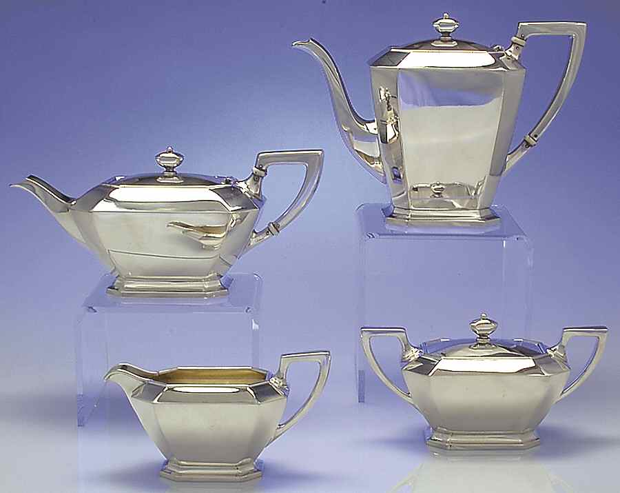 Fairfax (Sterling, Hollowware) 4 Piece Tea Set (SCP, STP, SCR, SSU) by Gorham Silver-1