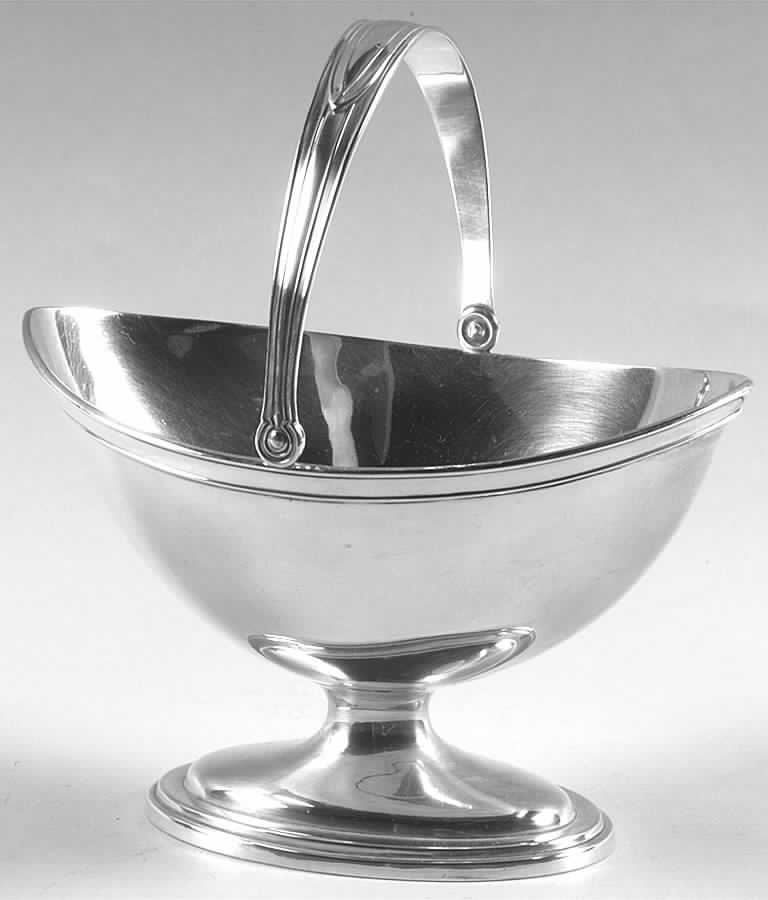 Portsmouth (Sterling, Hollowware) Mini Open Sugar Basket with Handle by Gorham Silver-1
