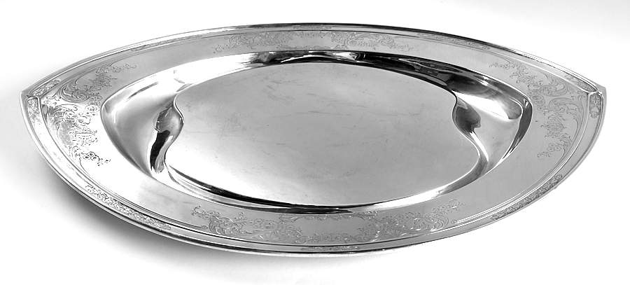 Portsmouth-Engraved (Sterling, 1918, Hollowware) 20" Meat Platter with Well by Gorham Silver-1