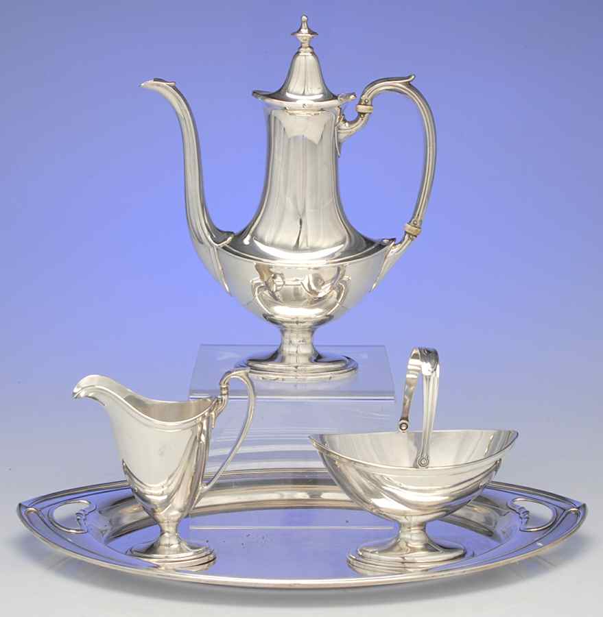 Portsmouth (Sterling, Hollowware) (4 Pc) Demi Set (SDEP,SCRM,SSUOM,STRDEM) by Gorham Silver-1