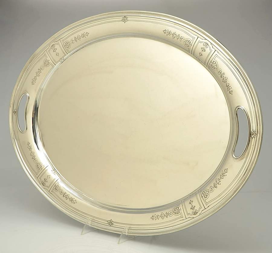 Princess Patricia (Sterling, Hollowware) Large Waiter Tray by Gorham Silver-1