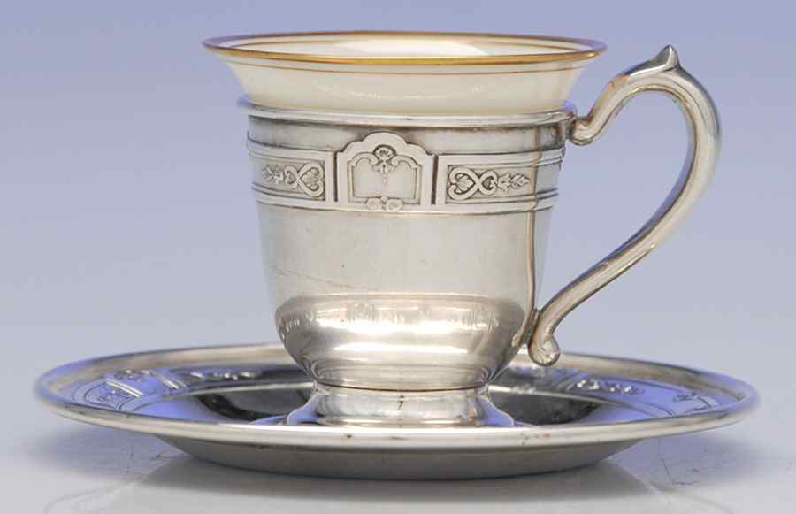 Princess Patricia (Sterling, Hollowware) Demitasse Cup and Saucer with Lenox Liner by Gorham Silver-1
