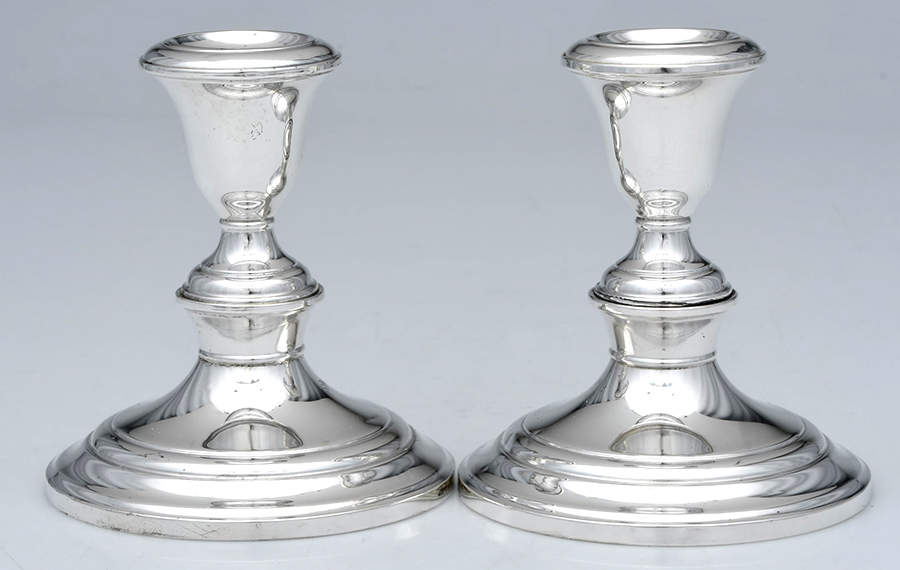 Puritan (Sterling, Hollowware) Pair of Weighted Candleholders by Gorham Silver-1