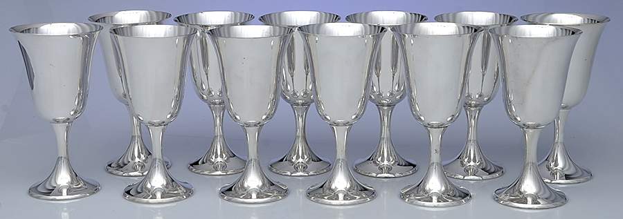 Puritan (Sterling, Hollowware) Sterling Water Goblet (Set of 12) by Gorham Silver-1