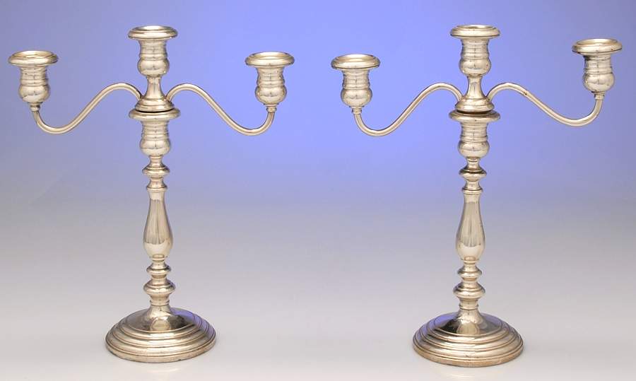 Puritan (Sterling, Hollowware) Pair of Weighted 3 Light Candelabra by Gorham Silver-1