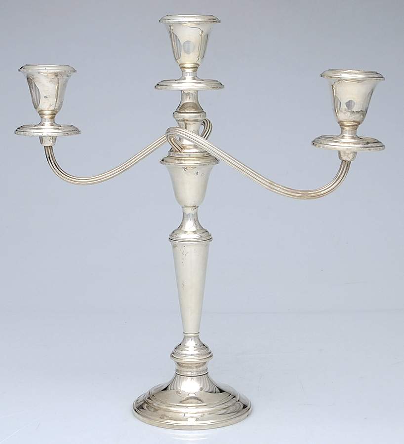 Puritan (Sterling, Hollowware) 13" Weighted 3 Light Candelabra by Gorham Silver-1