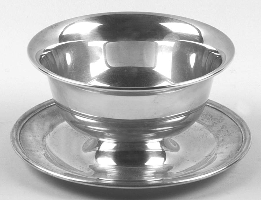 Puritan (Sterling, Hollowware) Sterling Gravy Bowl with Attached Underplate by Gorham Silver-1