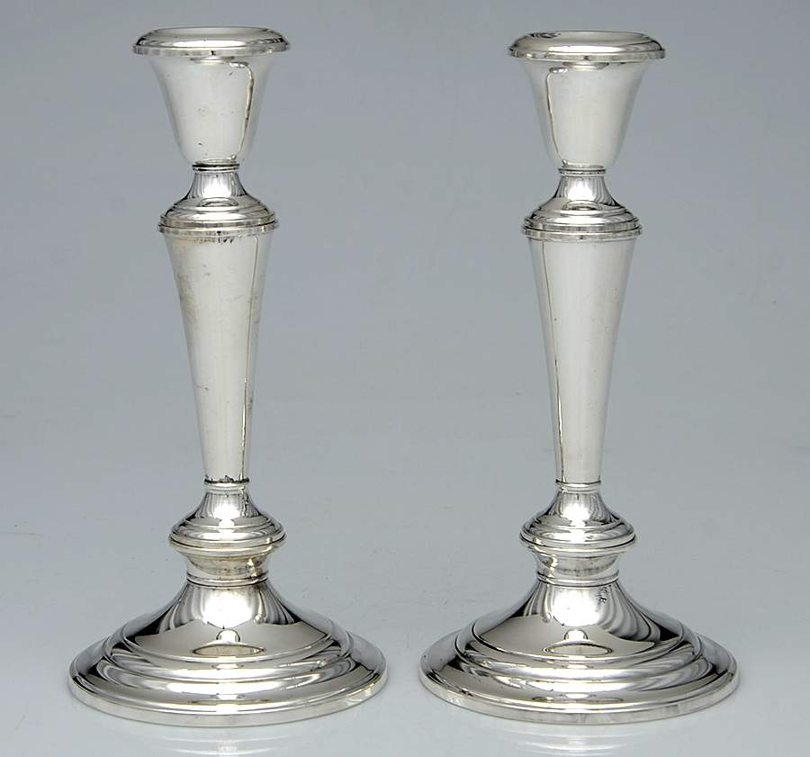 Puritan (Sterling, Hollowware) Pair of Weighted Candlesticks by Gorham Silver-1